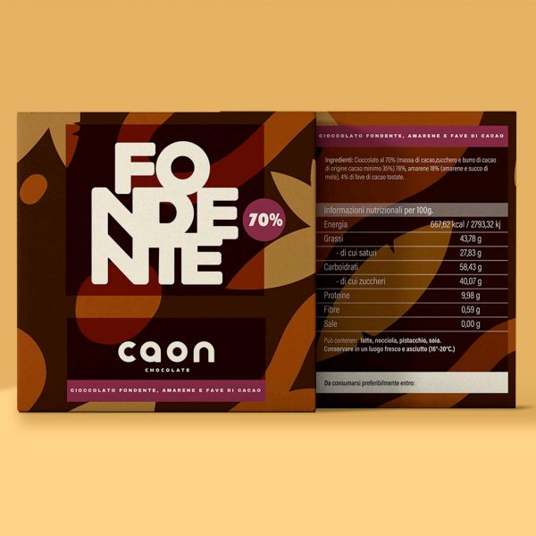 Cioccolato fondente 70% monorigine Perù, amarene e fave di cacao